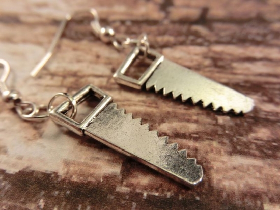 Säge Ohrringe Vintage Optik Handwerker Saw